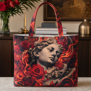01_female_rage Female Rage illustrated on a zippered tote bag