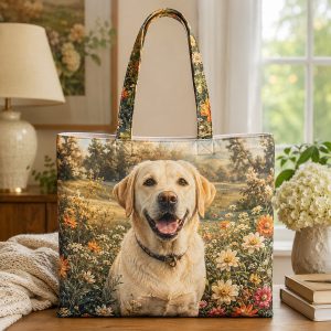 04_labradorjoy Labrador Garden Joy illustrated on a zippered tote bag
