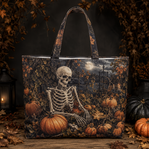04_pumpkinbones pumpkinbones illustration on a zippered tote bag