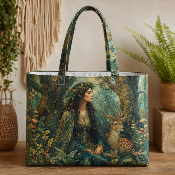 05_forest_guardian Forest Guardian illustrated on a zippered tote bag