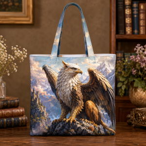 06_griffin Griffin illustrated on a zippered tote bag