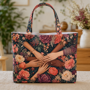 07_women_supporting_women Women Supporting Women illustrated on a zippered tote bag