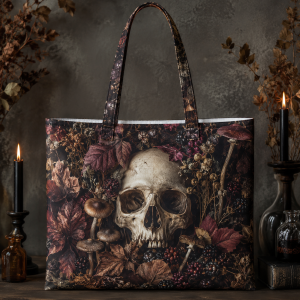 08_autumnskull autumnskull illustration on a zippered tote bag