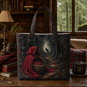 08_little_red_riding_hood Little Red Riding Hood illustrated on a zippered tote bag