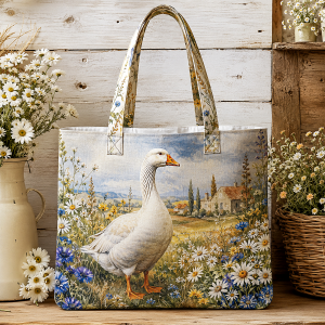 08_rooster Farmyard Goose illustrated on a zippered tote bag