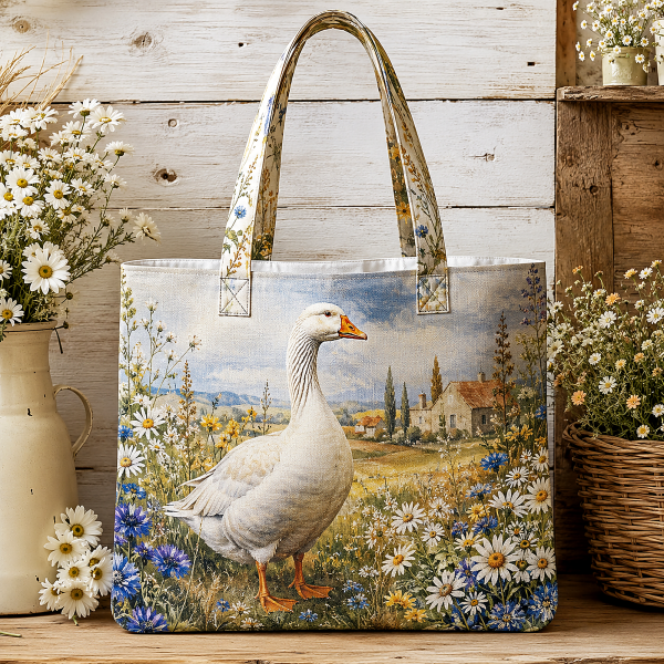 08_rooster Farmyard Goose illustrated on a zippered tote bag