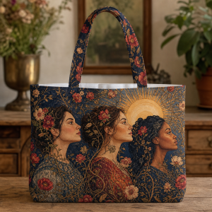 08_she_persisted She Persisted illustrated on a zippered tote bag