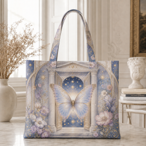 10_psyche Psyche illustrated on a zippered tote bag