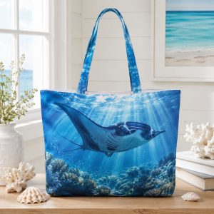12_manta Manta illustrated on a zippered tote bag