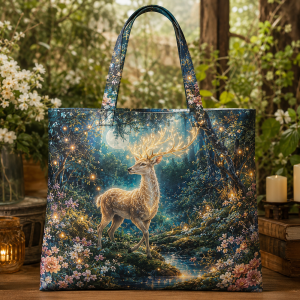 12_spiritdeer Spirit Deer illustrated on a zippered tote bag