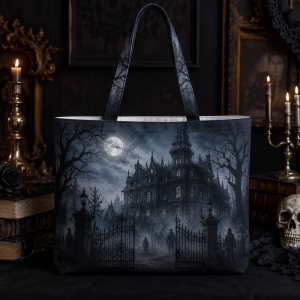 shadowmanor illustration on a zippered tote bag