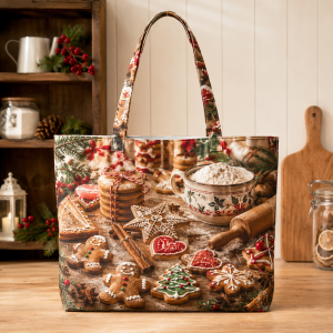 14-xmasbakingb Christmas Kitchen Baking illustrated on a zippered tote bag