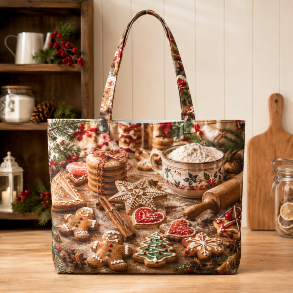 14-xmasbakingb Christmas Kitchen Baking illustrated on a zippered tote bag