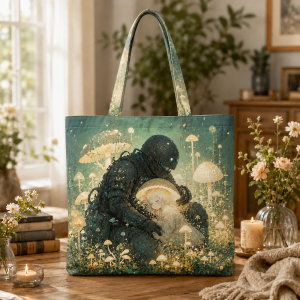 14_ironbloom Iron Bloom illustrated on a zippered tote bag