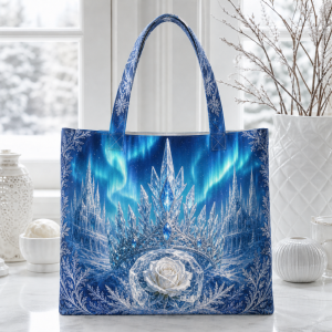 14_snow_queen Snow Queen illustrated on a zippered tote bag