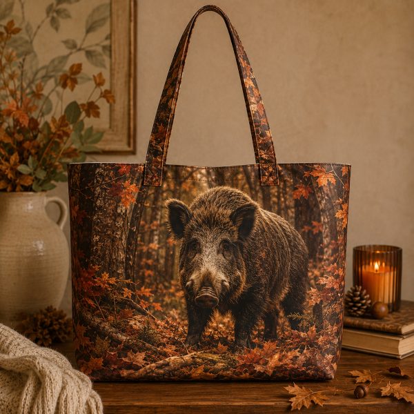 Wild Boar illustrated on a zippered tote bag