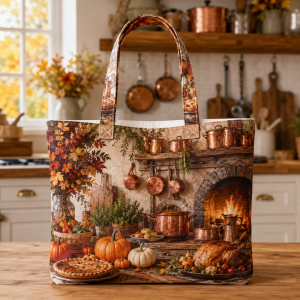 15_autumnkitchen Autumn Farmhouse Kitchen illustrated on a zippered tote bag