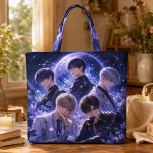 16_celestfive Celestial Five illustrated on a zippered tote bag