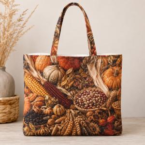 16_nativeharvest Rustic Native Harvest illustrated on a zippered tote bag