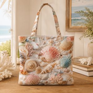 16_shell Shell illustrated on a zippered tote bag
