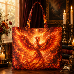 18_firebird Golden Firebird illustrated on a zippered tote bag