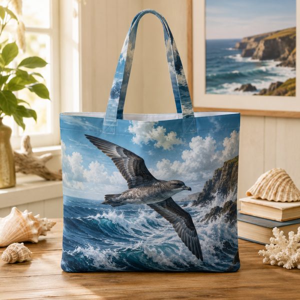 Crab illustrated on a zippered tote bag