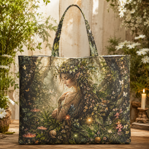 19_forestspirit Forest Spirit illustrated on a zippered tote bag
