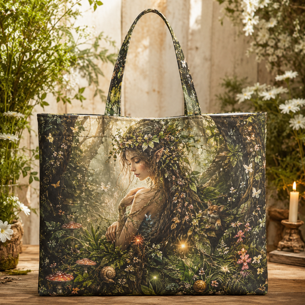 19_forestspirit Forest Spirit illustrated on a zippered tote bag