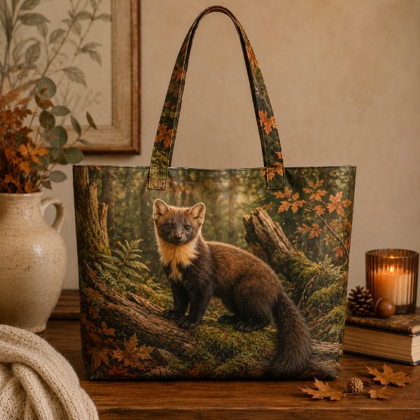 19_marten Marten illustrated on a zippered tote bag