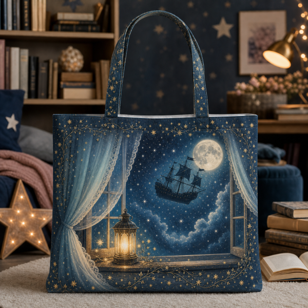 19_wendy_darling Wendy Darling illustrated on a zippered tote bag