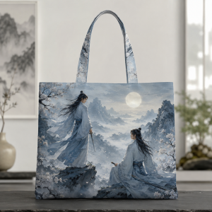 30_moonsummit Moon Summit illustrated on a zippered tote bag