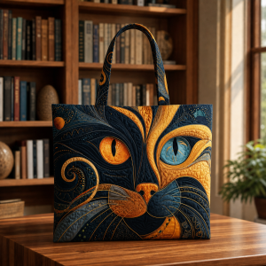 black-cat-books Black Cat Books illustrated on a zippered tote bag