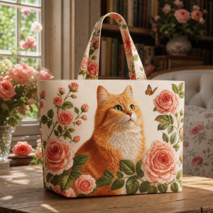 black-cat-coffee Black Cat Coffee illustrated on a zippered tote bag