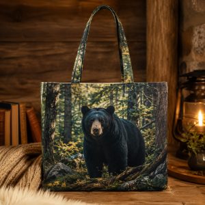 black_bear Black Bear illustrated on a zippered tote bag