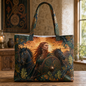 boudica Boudica illustrated on a zippered tote bag