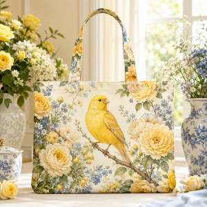 canary Canary illustrated on a zippered tote bag
