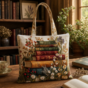 coffee-books-cozy Coffee Books Cozy illustrated on a zippered tote bag