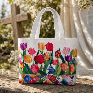 cross-lily-faith_premium-polyester-3d-42x38-1 Cross Lily Faith illustrated on a zippered tote bag