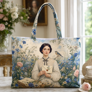 emily_dickinson Emily Dickinson illustrated on a zippered tote bag