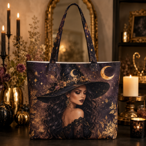 glamwitch glamwitch illustration on a zippered tote bag