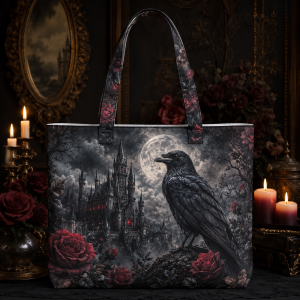 gothicraven-1 gothicraven illustration on a zippered tote bag
