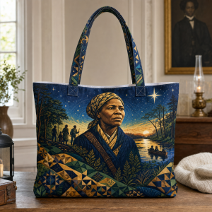 harriet_tubman Harriet Tubman illustrated on a zippered tote bag