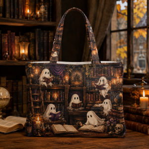 hauntedlibrary-1 hauntedlibrary illustration on a zippered tote bag