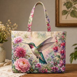 hummingbird Hummingbird illustrated on a zippered tote bag
