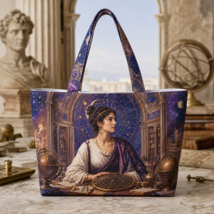 hypatia Hypatia illustrated on a zippered tote bag