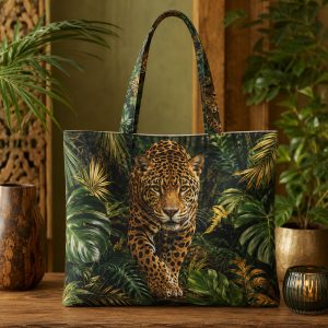 jaguar Jaguar illustrated on a zippered tote bag