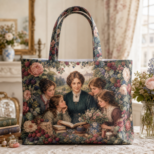 louisa_may_alcott Louisa May Alcott illustrated on a zippered tote bag