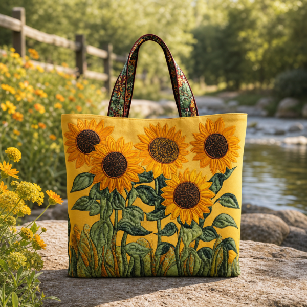 magnolia-cream_premium-polyester-3d-42x38-1 Golden Sunflower Field illustrated on a zippered tote bag
