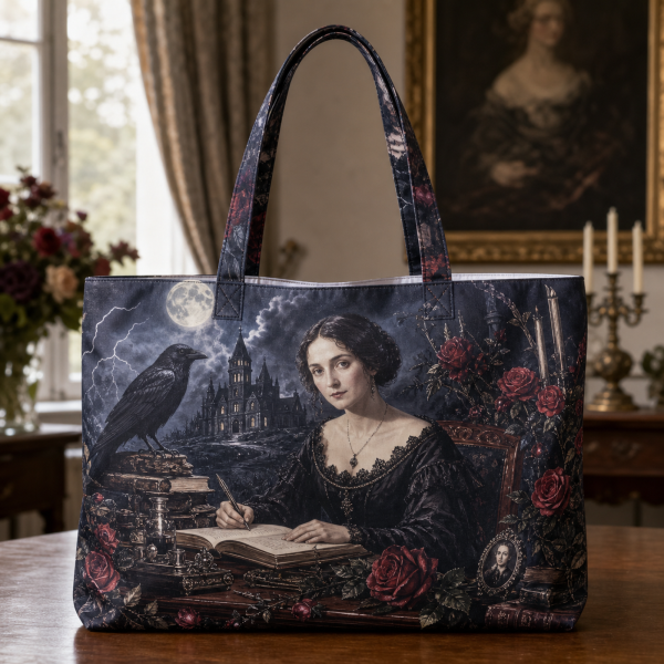 mary_shelley Mary Shelley illustrated on a zippered tote bag