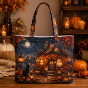 pumpkincottage-1 pumpkincottage illustration on a zippered tote bag